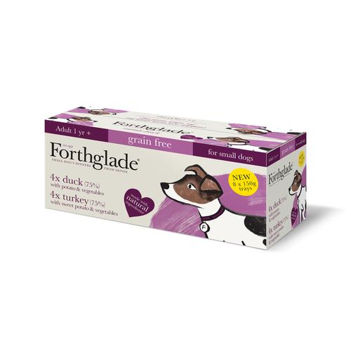 FORTHGALE Small Breed Complete Meal Grain Free Turkey &amp; Duck Variety Pack 8 of Natural Wet Dog Food 150g