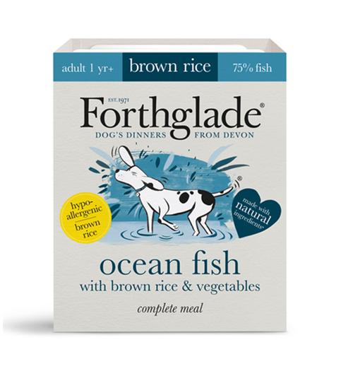 FORTHGALE Complete Meal with Brown Rice Ocean Fish with Brown Rice &amp; Vegetables Pack of 18 Natural Wet Dog Food 395g