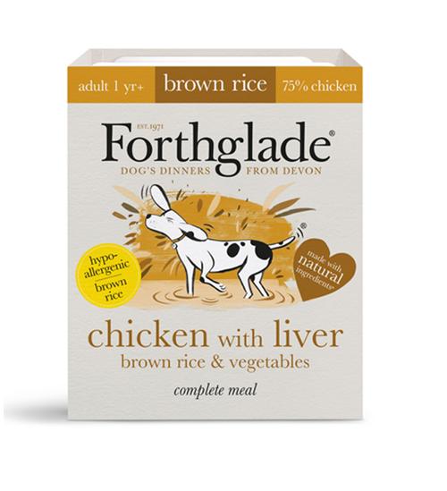 FORTHGALE Complete Meal with Brown Rice Chicken with Liver, Brown Rice &amp; Vegetables Pack of 18 Adult Natural Wet Dog Food 395g