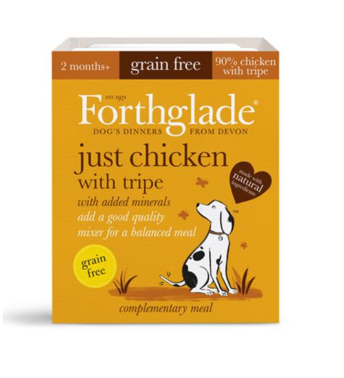 FORTHGALE Just Chicken with Tripe Pack of 18 Natural Puppy and Adult Wet Dog Food 395g