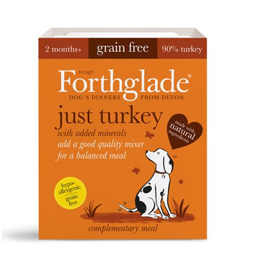 FORTHGALE Just Turkey Pack of 18 Natural Puppy and Adult Wet Dog Food 395g