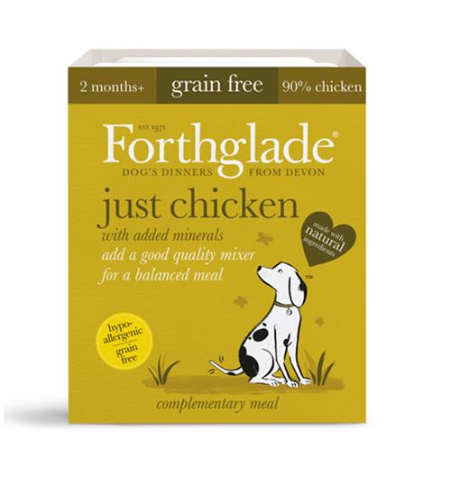 FORTHGALE Just Chicken Pack of 18 Natural Puppy and Adult Wet Dog Food 395g