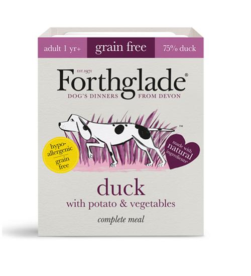 FORTHGALE Grain Free Duck with Potato &amp; Vegetables Pack of 18 Natural Adult Wet Dog Food 395g