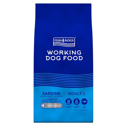 FISH4DOGS WORKING DOG SARDINE GRAIN-FREE ADULT LARGE KIBBLE DRY DOG FOOD 15KG