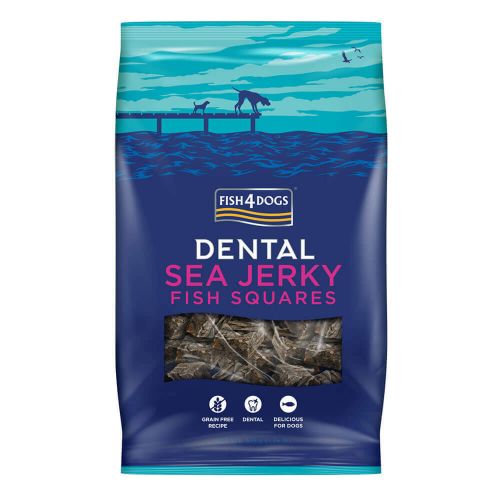 FISH4DOGS SEA JERKY FISH SQUARES GRAIN-FREE PACK OF 4 DENTAL DOG TREATS 575G