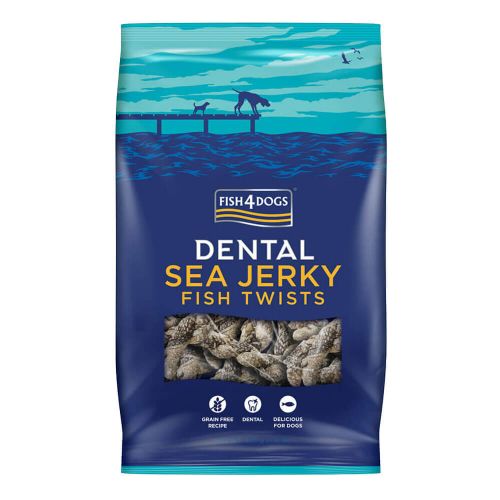 FISH4DOGS SEA JERKY FISH TWISTS GRAIN-FREE DENTAL DOG TREATS 100G