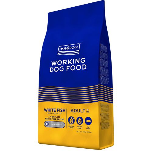 FISH4DOGS WORKING DOG WHITE FISH ADULT SMALL KIBBLE GRAIN-FREE DRY DOG FOOD 15KG