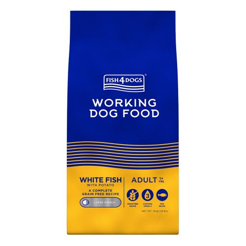 FISH4DOGS WORKING DOG WHITE FISH ADULT LARGE KIBBLE GRAIN-FREE DRY DOG FOOD 15KG