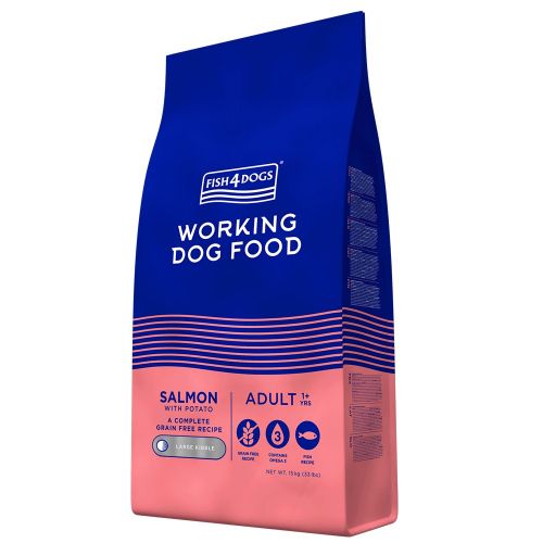 FISH4DOGS WORKING DOG SALMON ADULT SMALL KIBBLE GRAIN-FREE DRY DOG FOOD 15KG