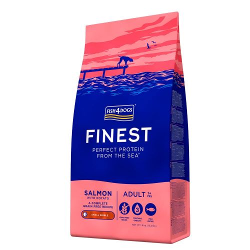 FISH4DOGS FINEST SALMON ADULT SMALL KIBBLE GRAIN-FREE DRY DOG FOOD 6KG