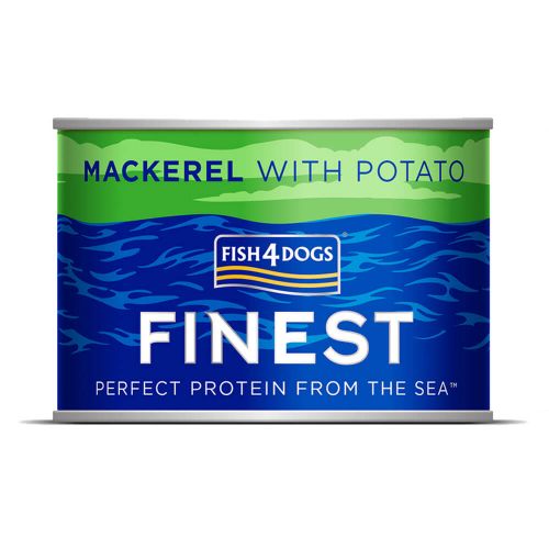 FISH4DOGS FINEST MACKEREL AND POTATO COMPLETE GRAIN-FREE WET CANNED DOG FOOD 185G