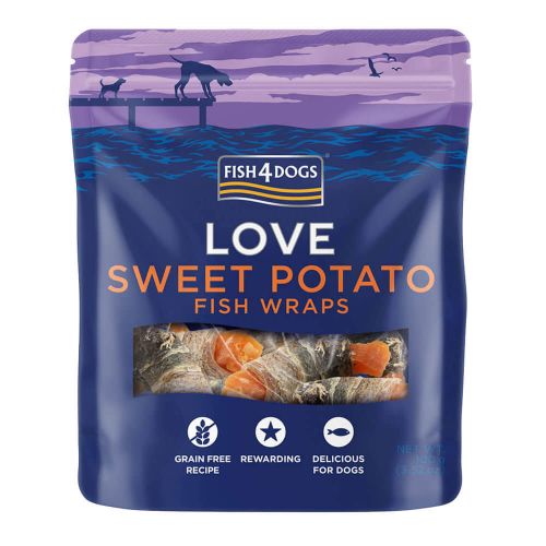 FISH4DOGS SWEET POTATO FISH WRAPS GRAIN-FREE PACK OF 10 DOG TREATS 100G