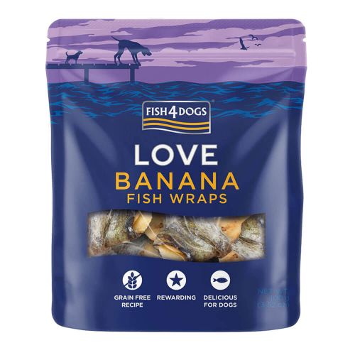 FISH4DOGS LOVE BANANA FISH WRAPS GRAIN-FREE DOG TREATS 100G