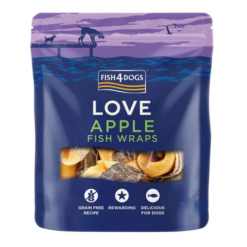 FISH4DOGS LOVE APPLE FISH WRAPS GRAIN-FREE DOG TREATS 90G