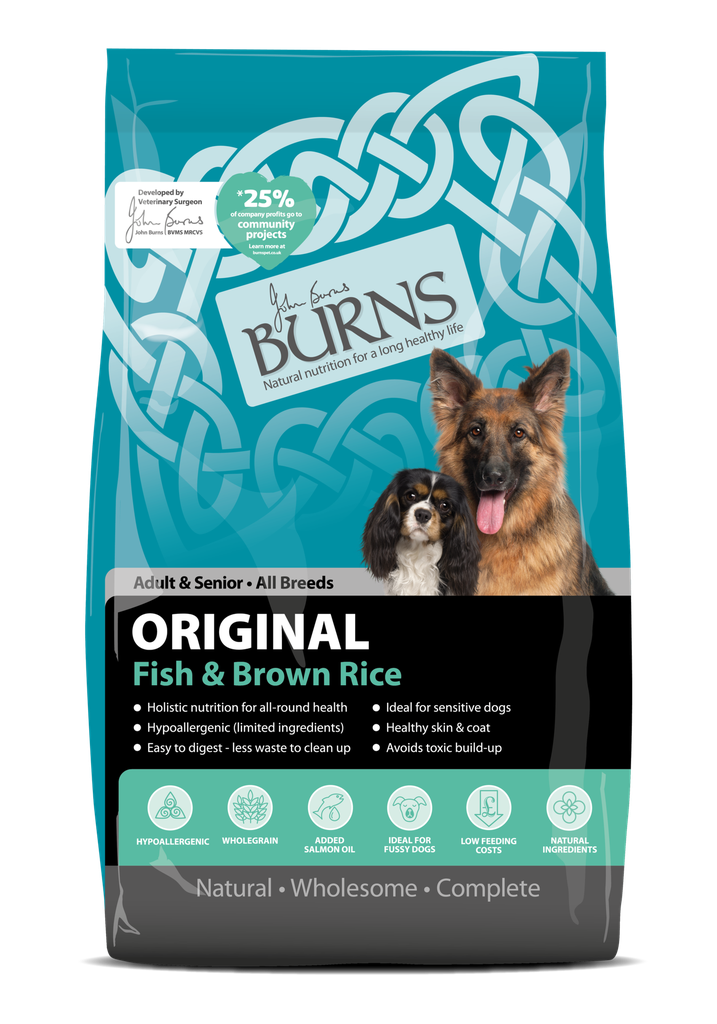 BURNS Original Fish &amp; Brown Rice Adult Dry Dog Food 12kg