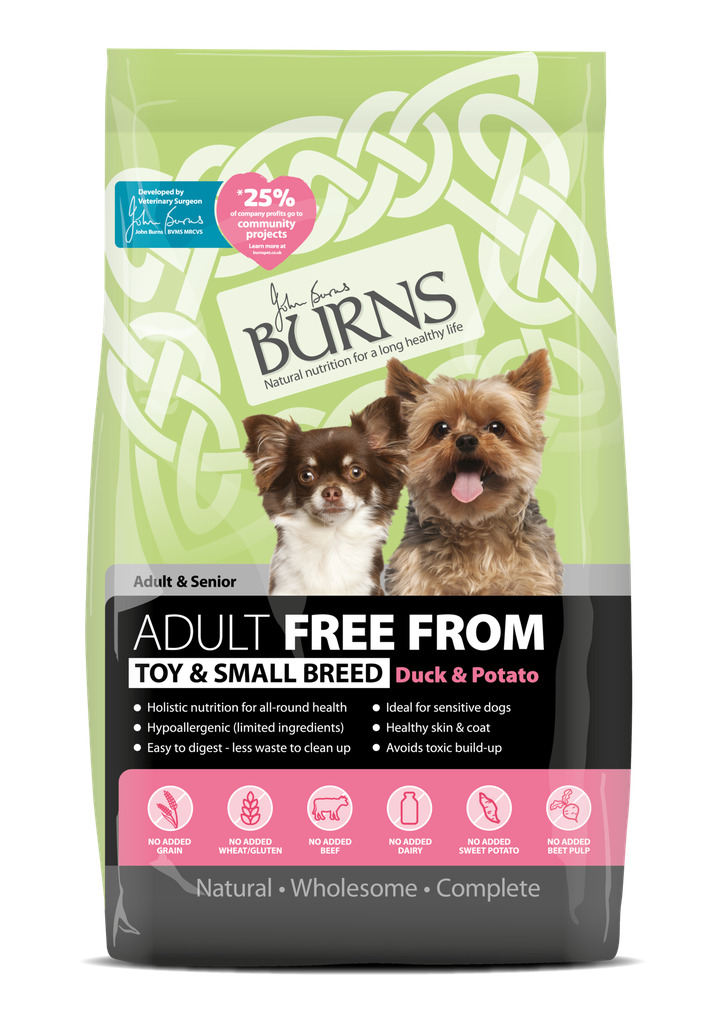 BURNS Toy &amp; Small Breed Duck &amp; Potato Adult Grain-Free Dry Dog Food 2kg