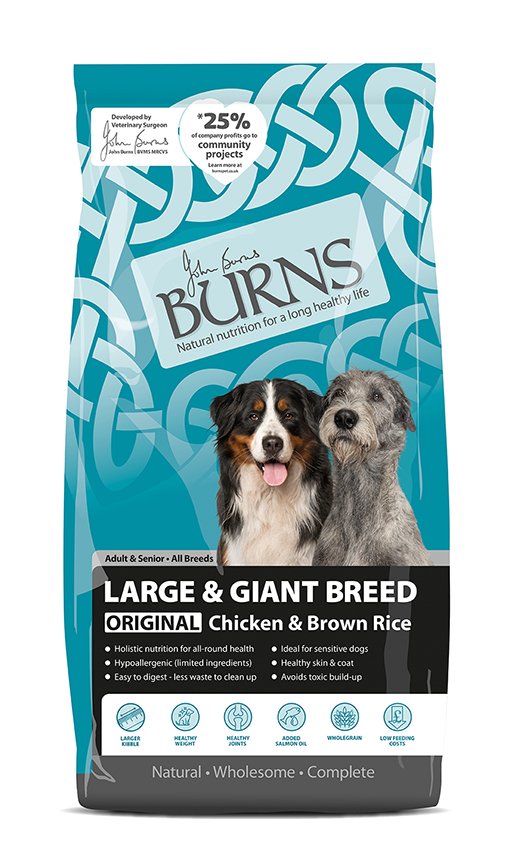 BURNS Original Large &amp; Giant Breed Chicken &amp; Brown Rice Adult Dry Dog Food 12kg