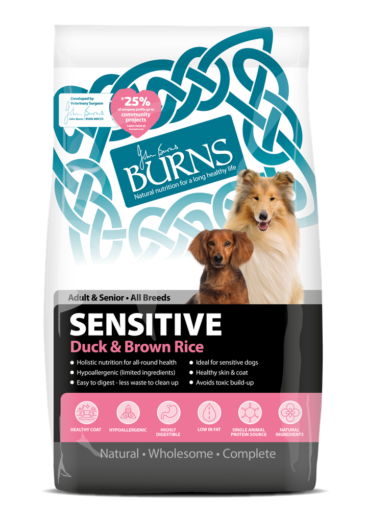 BURNS Sensitive Duck &amp; Brown Rice Wholesome Adult Dry Dog Food 2kg