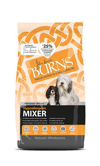 BURNS Hypoallergenic Mixer Pack of 4 Dry Dog Food 2kg