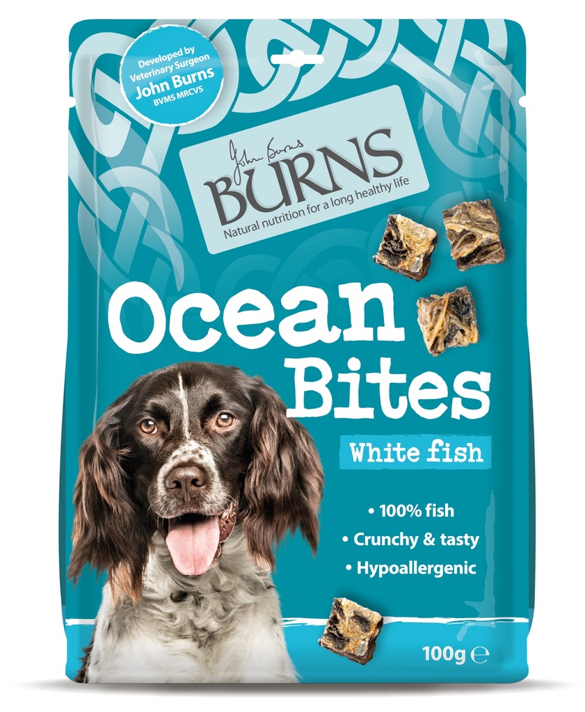 BURNS Ocean Bites White Fish Pack of 6 Dog Treats 100g