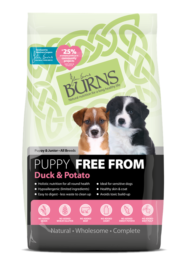 BURNS FREE FROM Puppy Duck &amp; Potato Grain-Free Dry Dog Food 2kg