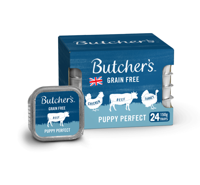 BUTCHERS PUPPY PERFECT 24 PACK GRAIN-FREE WET DOG FOOD 150G