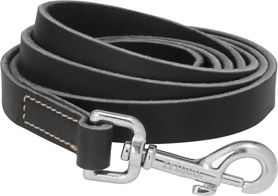 Frisco Top Grain Leather Leash, Width: 5/8th'', Length 6ft, Black