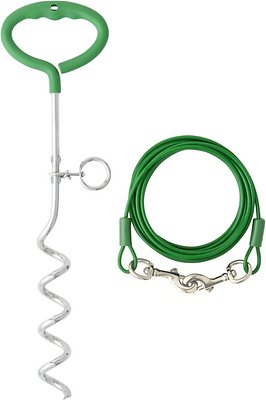 Frisco Easy Grip Stake with Tie Out Cable, Large, 15-ft