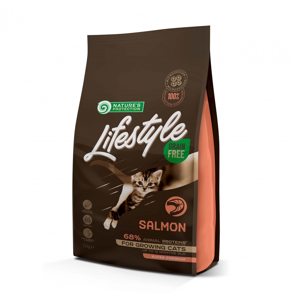 NATURES PROTECTION LIFESTYLE GRAIN FREE SALMON KITTEN 1.5KG