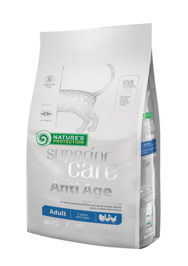 ANTI AGE COMPLETE DRY FOOD FOR ADULT CATS AGED 3 AND OLDER FOR ADULT CATS OF ALL BREEDS (AGED 3 AND OLDER) 1.5kg