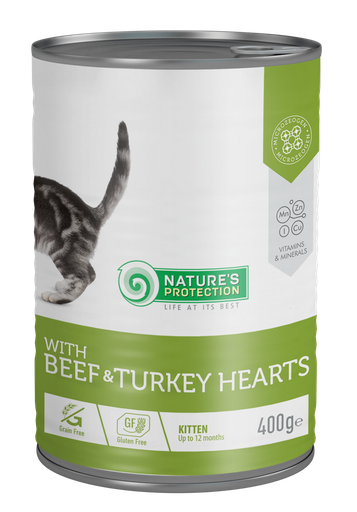 KITTENS BEEF &amp; TURKEY HEARTS COMPLETE PET FOOD WITH BEEF AND TURKEY HEARTS FOR KITTENS 400g