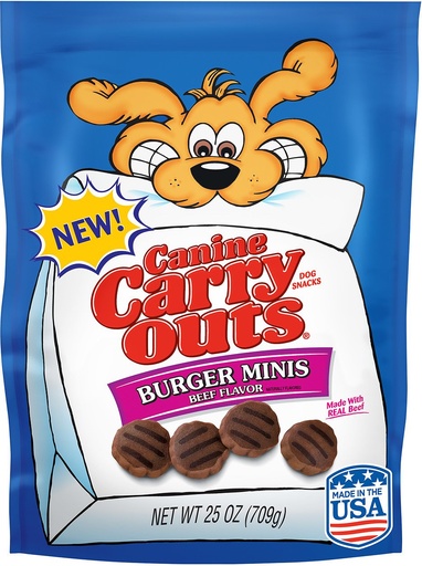 Canine Carry Outs Burger Minis Beef Flavor Dog Treats709g