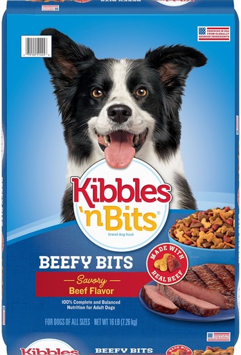 Kibbles 'n Bits Beefy Bits Savory Beef Flavor Dry Dog Food 7.26kg
