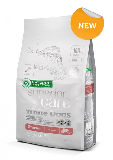 WHITE DOGS GRAIN FREE SALMON STARTER ALL BREEDS COMPLETE GRAIN FREE PET FOOD FOR PUPPIES OF ALL BREEDS WITH WHITE COAT (Up to 4 months old) Suitable for pregnant and lactating female dogs