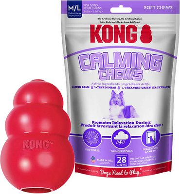 KONG Classic Toy + Calming Chews Medium &amp; Large Dog Supplement
