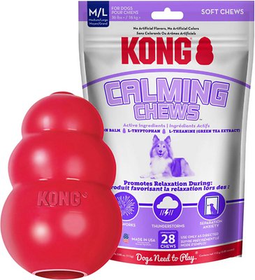 KONG Classic Toy + Calming Chews Medium &amp; Large Dog Supplement