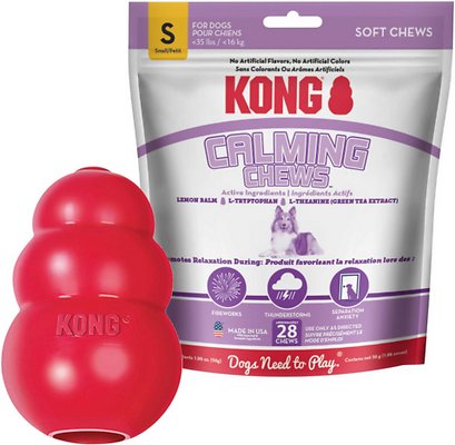 KONG Classic Toy + Calming Chews Small Dog Supplement