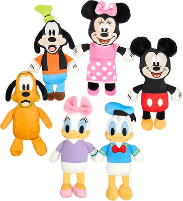 Disney Mickey &amp; Friends Plush Squeaky Dog Toy, 6 count