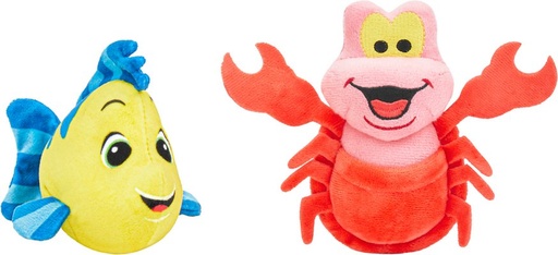 Disney Flounder &amp; Sebastian Plush Squeaky Dog Toy, 2 count