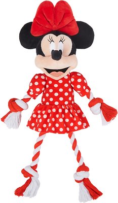 Disney Minnie Mouse Plush with Rope Squeaky Dog Toy
