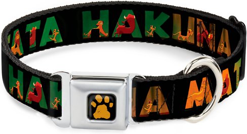 Buckle-Down Lion King Hakuna Matata Polyester Dog Collar, Small: 9.5 to 13-in neck, 1-in wide