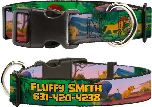 Buckle-Down Disney Lion King Simba &amp; Nala Growing Up Scenes Personalized Dog Collar, Small