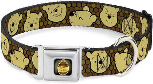 Buckle-Down Winnie the Pooh Expressions Polyester Dog Collar, Large Wide: 20 to 31-in neck, 1.5-in wide