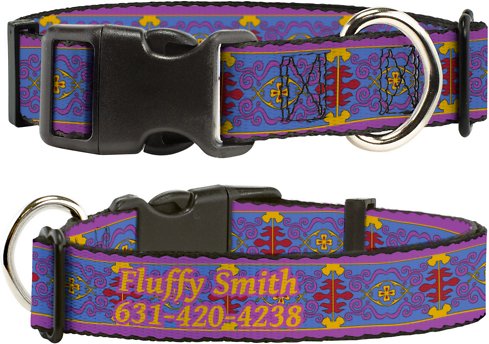 Buckle-Down Disney Aladdin Magic Carpet Tapestry Personalized Dog Collar, Medium