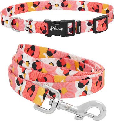 Disney Minnie Mouse Floral Collar + Dog Leash Medium