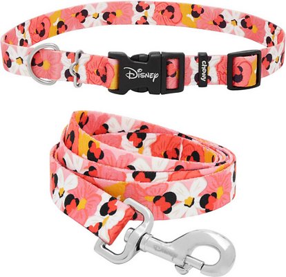 Disney Minnie Mouse Floral Collar + Dog Leash, Large