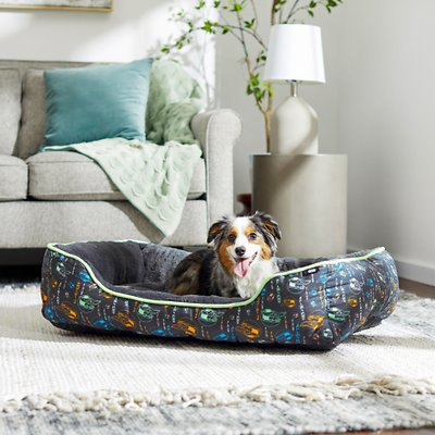 STAR WARS THE MANDALORIAN'S THE CHILD Bolster Cat &amp; Dog Bed, Black Patterned, Large