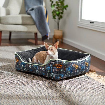 STAR WARS THE MANDALORIAN'S THE CHILD Bolster Cat &amp; Dog Bed, Black Patterned, Medium