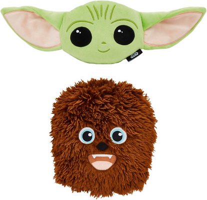 STAR WARS THE MANDALORIAN'S THE CHILD + CHEWBACCA Round Plush Squeaky Dog Toy