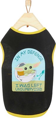 STAR WARS THE MANDALORIAN'S THE CHILD "Left Unsupervised" Dog &amp; Cat T-Shirt, Medium